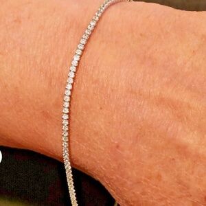 Bracelet Clear CZs in Rhodium Plated Sterling Silver & Adjustable Bolo Slider